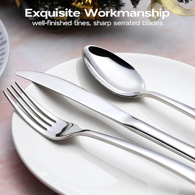 Onader 60 Piece Heavy Duty Silverware, Cutlery Set - Image 3