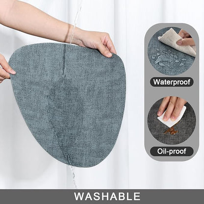 Placemats and Coasters, Washable Reversible Placemats Round Faux Leather Wipeable Place Mats Non Slip Heat Resistant Indoor Outdoor Table Mats (Set of 4, Gray Light Blue)