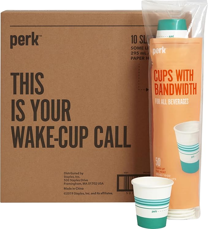 Staples Perk 10 Oz Paper Hot Cups by Perk