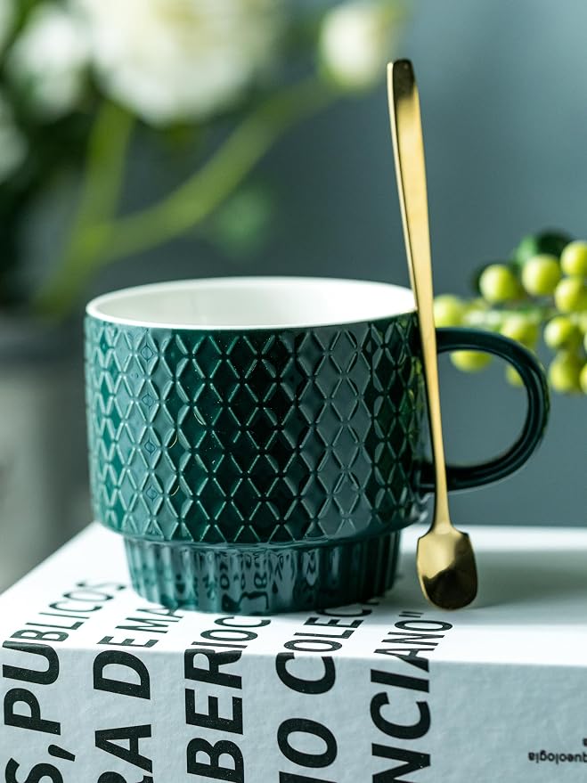 LYEOBOH Coffee Mug Set Porcelain Stackable Coffee Mugs - Image 8