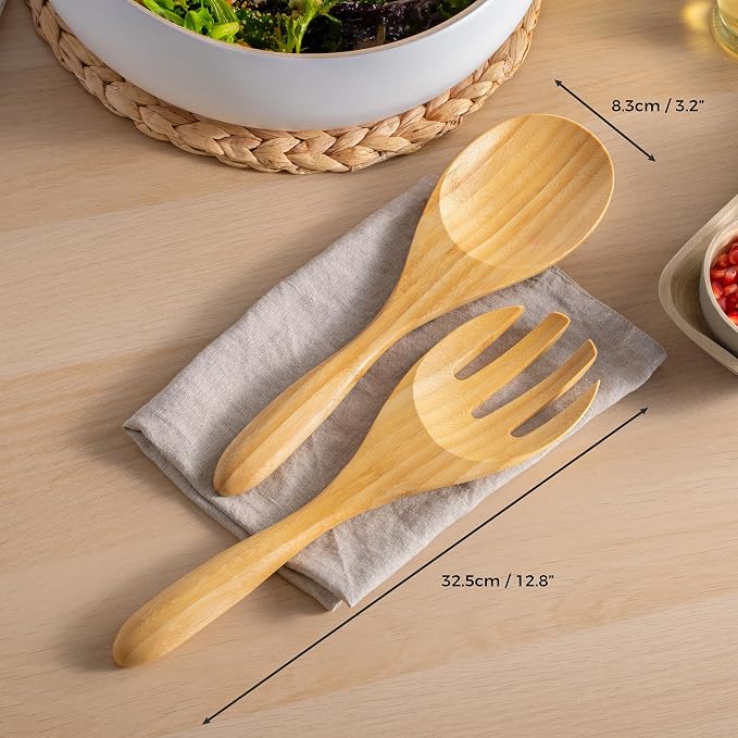 Dehaus® 12" Extra Large Bamboo Salad Servers - Image 7