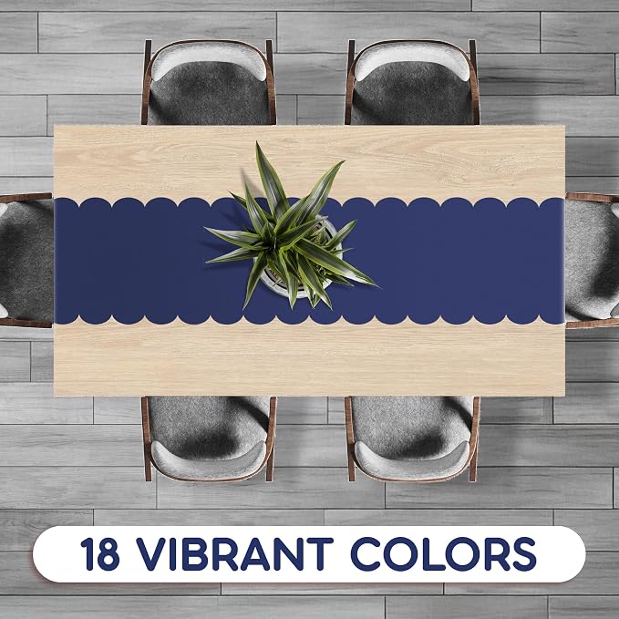 Navy Blue Scallop Table Runner, Disposable Plastic, 5 Pack - Image 5