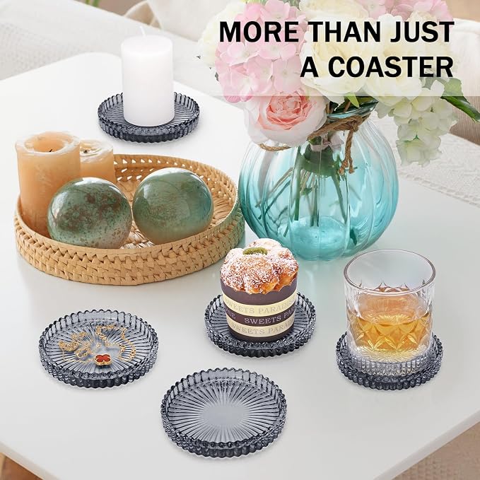 Modern Clear Glass Coasters Set of 6, Cute Coasters Table Mats - Image 6
