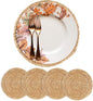 Round Woven Placemats 12 inch Set of 4 - Boho Rattan Placemat Natural Water Hyacinth Placemats, Farmhouse Weave Place Mats, Rustic Braided Wicker Table Mats for Dining Table,Home,Wedding
