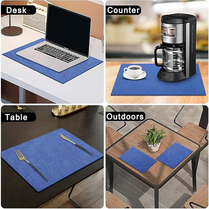 homing Faux Leather Heat Resistant Placemats 4 Packs, Waterproof Wipeable Dining PU Place Mats for Indoor & Outdoor, Easy to Clean, Sea Blue