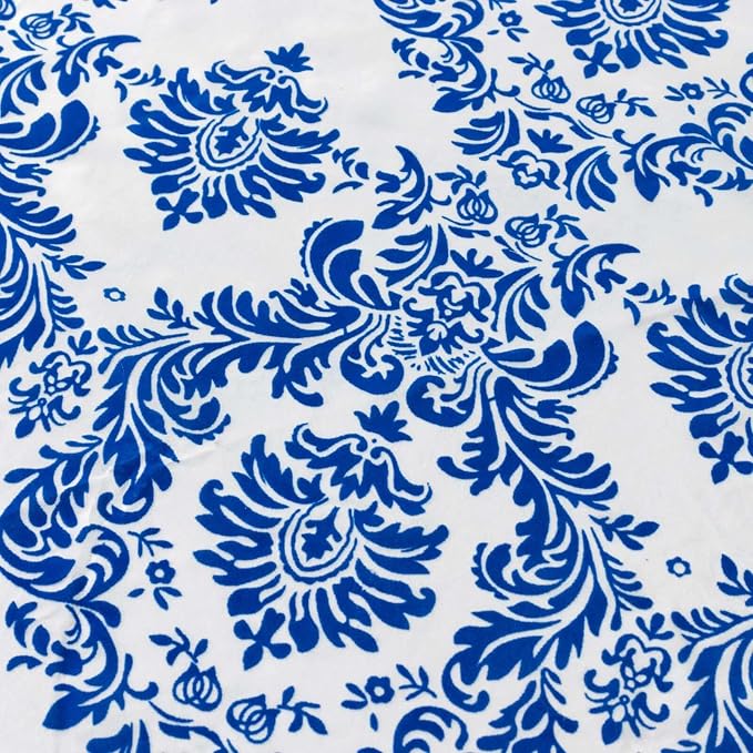 Efavormart 120" Royal Blue Velvet Flocking Damask Tafetta Round Tablecloth - Image 8