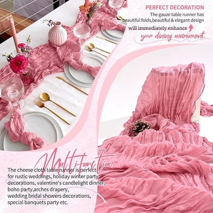18 Pack Cheesecloth Table Runner 10FT Dusty Rose Table Runner Boho Gauze Cheese - Image 6