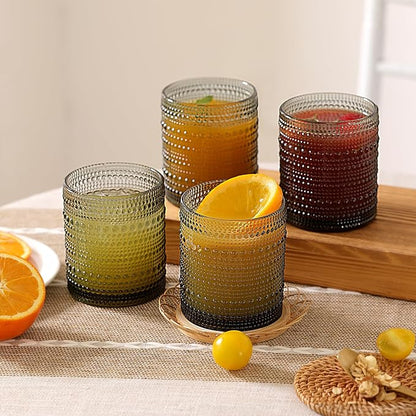 Moretoes 10oz Gray Hobnail Drinking Glasses Set of 6 Cocktail Glasses | Vintage - Image 2