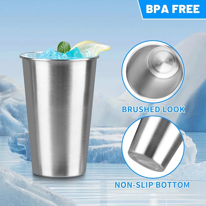 210Pack 16 oz Stainless Steel Pint Cups, Stainless Steel Cup, Pint Cup - Image 3