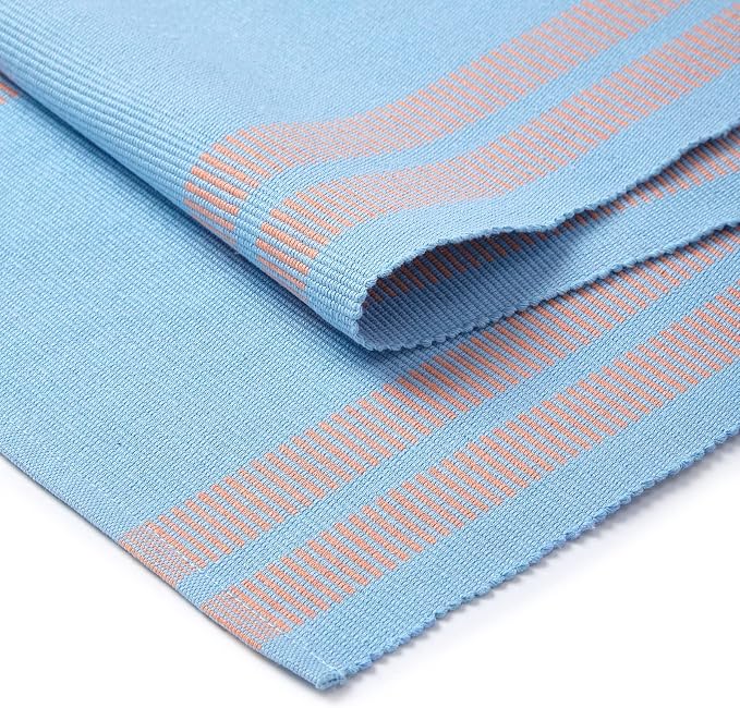 Encasa XO Table Runner, Yarn Dyed Ribbed Cotton 13"x72" | Ladder Blue, 12-Ply - Image 5