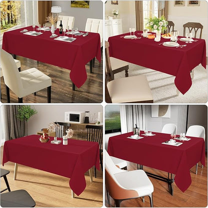 Smiry Rectangle Table Cloth, Waterproof Anti-Scratch Polyester Tablecloth, Decorative Washable Fabric Table Cover for Dining, Buffet, Parties and Outdoor, 60x102, Wine Red