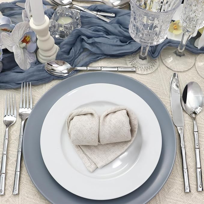 Silverware Set 60-Piece Bamboo Pattern Service - Image 7