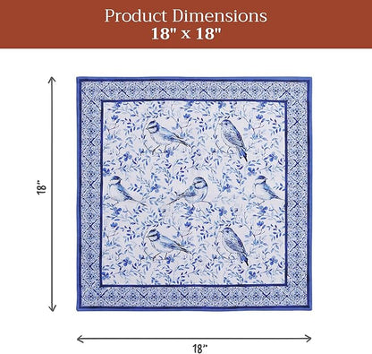 Maison d' Hermine Cloth Napkins Set of 4 100% Cotton Everyday Reusable Square Napkins Cloth Washable Dinner Party Wedding Restaurant Valentines Day Decorations Spring/Summer (Dutch Base, 18" x 18")