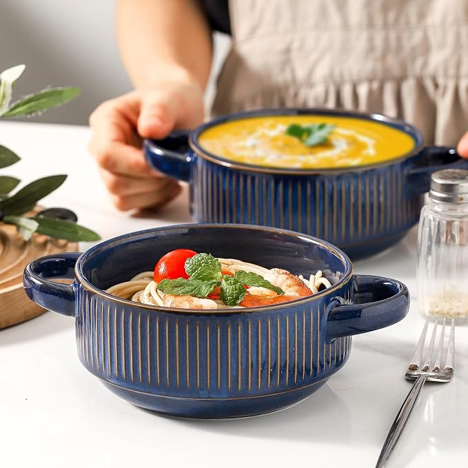 Soup Bowls with Handles, 23 oz French Onion Soup Crocks, Stackable Soup Bowl - Image 3