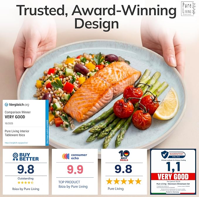 Stoneware dinnerware set 4 persons 16 pcs – Modern style plates and bowls set - Image 3