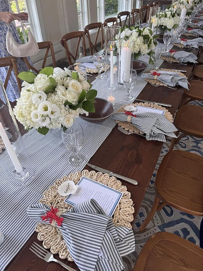 13.8" Set of 6 Round Corn Husk Placemats | Boho Woven Rattan Table Mats | Farmhouse Wicker Spring Plate Chargers Like Water Hyacinth, Seagrass for Wedding, Party, Christmas, Events