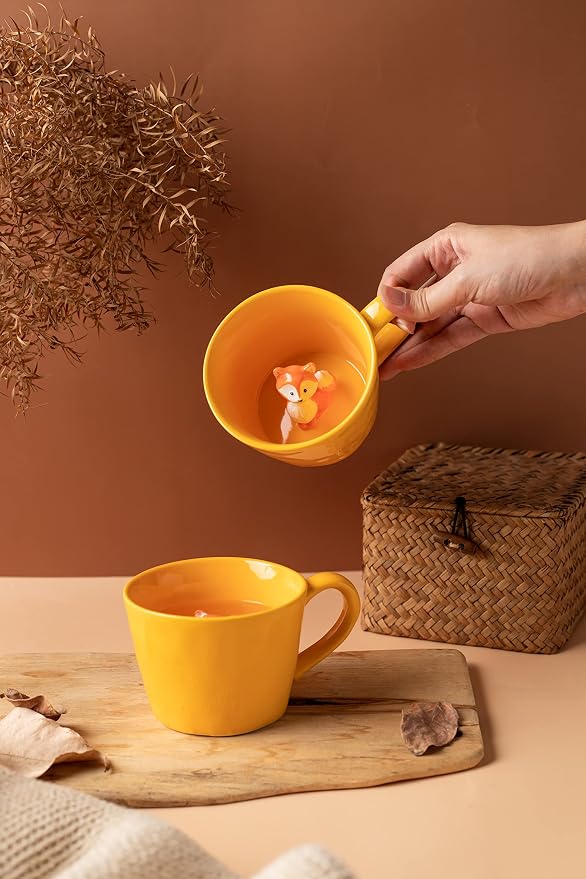 DIHOclub Fox Ceramic Cup Hidden 3D Animal Inside Mug, Cute Cartoon Handmade - Image 9