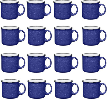 Set of 16 Ceramic Campfire Mugs – 15 Oz, Royal Blue – Coffee & Tea Cups by GiftsbyDesign