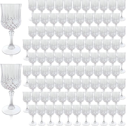 100Pack Plastic Wine Glasses, 7oz Vintage Goblets by LEYIQU