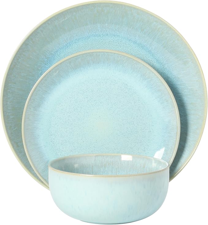 Gibson Elite Pine Coast Plates and Bowls Sets, 12-Piece Stoneware Dinnerware - Image 8