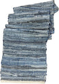 Perilla Home Chindi Table Runner Boho with Tassels 72 Inches Long Denim - Braided Rustic Farmhouse Fall Kitchen Dining Table Decoration for Party Wedding (Blue)