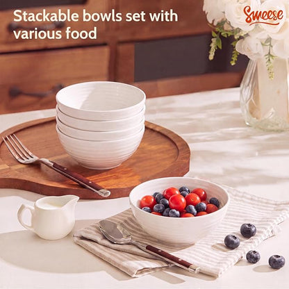 Sweese 10 Oz Ceramic Bowls Set of 6, Small Stackable Bowls - Image 4