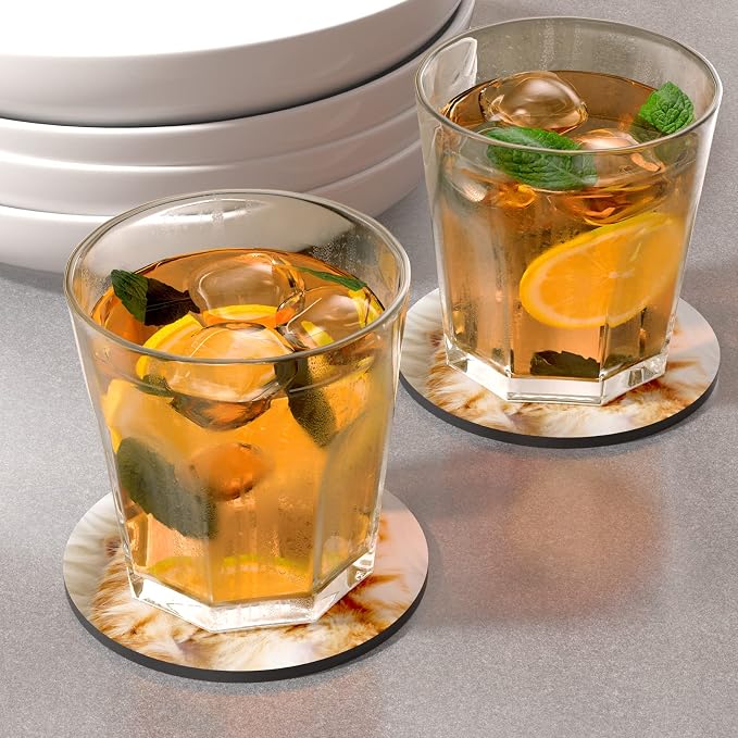 Coasters for Drinks, Kitchen Home Decor Housewarming Gift, Round 4 in - Image 2