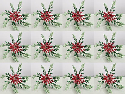 Red Green Gold Beaded Napkin Ring - Set of 12 - Beautiful Leaves Design Perfect for Dinner Table Décor, Easter, Farmhouse, Mothers Day, Christmas, New Year Party, Family Gathering, & Everyday Use