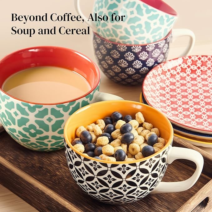 DOWAN 24 OZ Boho Mosaic Soup Mugs - Image 3