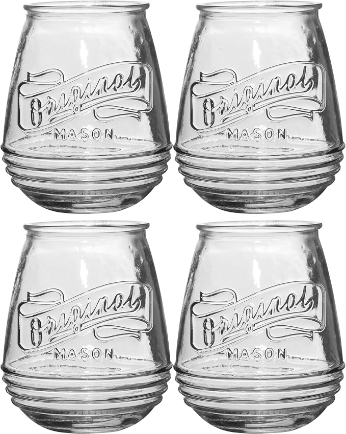 Glaver's Stemless Wine Glasses 21 Oz. Set Of 4 Original Mason Vintage Goblet - Image 6