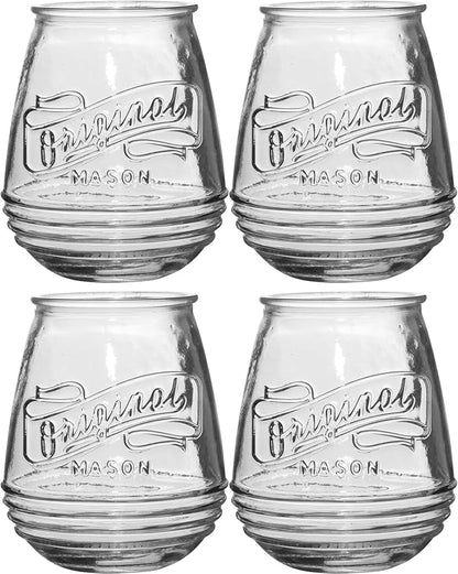Glaver's Stemless Wine Glasses 21 Oz. Set Of 4 Original Mason Vintage Goblet - Image 6