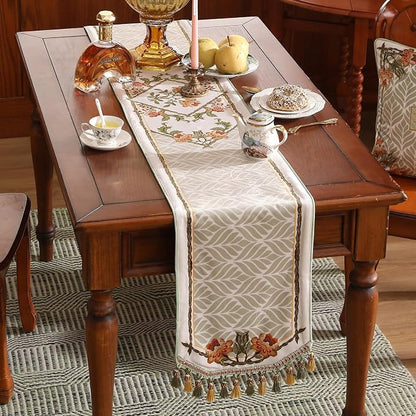 Patdrea Designer Elegant French Velvet Table Runner, Floral Print, Thanksgiving - Image 3