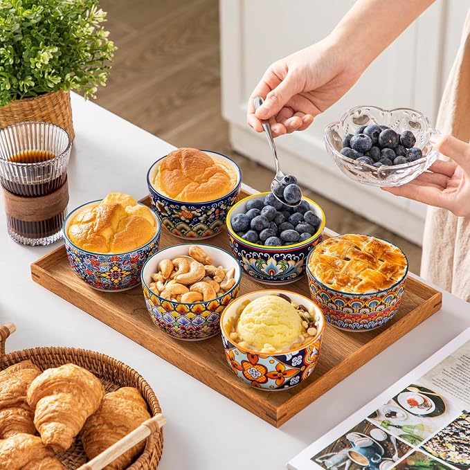 vancasso 8 Oz Ramekins Oven Safe Set of 6, Ceramic Baking Souffle Dishes | - Image 6