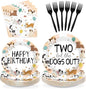 96Pcs Dog Theme 2nd Birthday Party Decorations, Serve 24 | Puppy Paw Print by Greencian