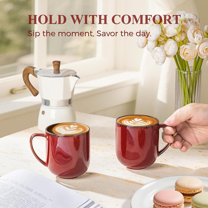 LERATIO Ceramic Coffee Mugs Set of 6, 12oz Handmade Coffee Mugs Set | Large - Image 4