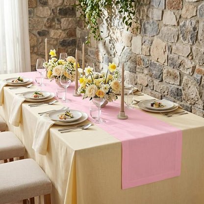 Solino Home 100% Pure Linen Table Runner Pink, Fete 14 x 144 Inch Long | Table - Image 4