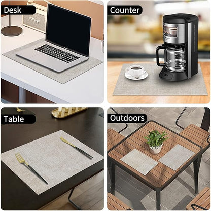 homing Faux Leather Heat Resistant Placemats 6 Packs, Waterproof Wipeable Dining PU Place Mats for Indoor & Outdoor, Easy to Clean, Beige