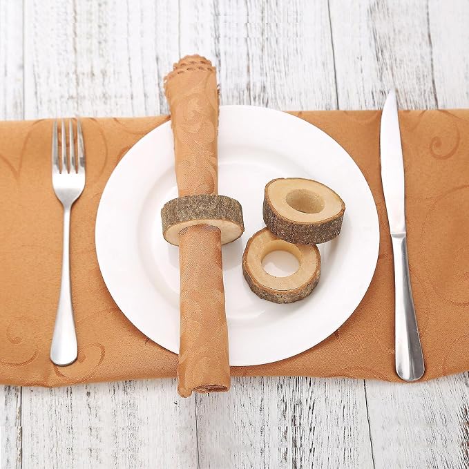 Jolitee's Handmade Rustic Wooden Napkin Rings Set of 4 | Elegant, Lightweight - Image 6