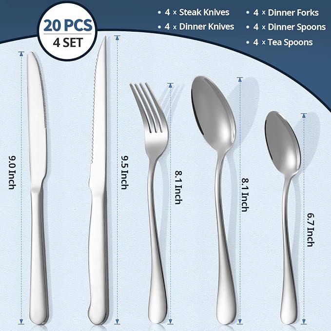 Eisinly 20-Piece Silverware Set - Image 2