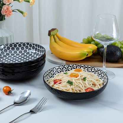 LEHAHA Ceramic Pasta Bowls Set of 4, 8.25" Large Porcelain Salad Bowls Soup Bowl - Image 7