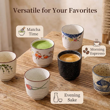 6 Oz Japanese Tea Cup, Ceramic Matcha Cup Set of 6, Small Handleless Teacup | - Image 4