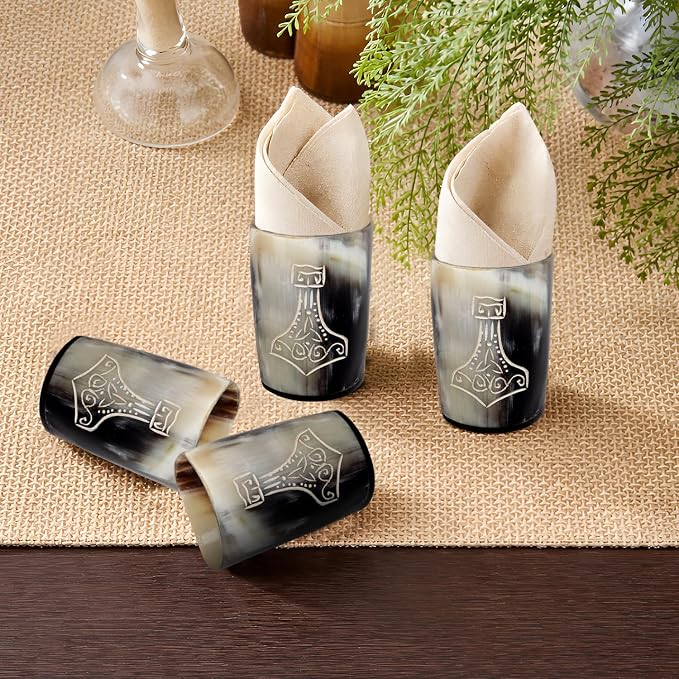 Handicrafts Home Viking Horn Shot Glasses Set of 4, Handmade Natural Ox Horn - Image 7