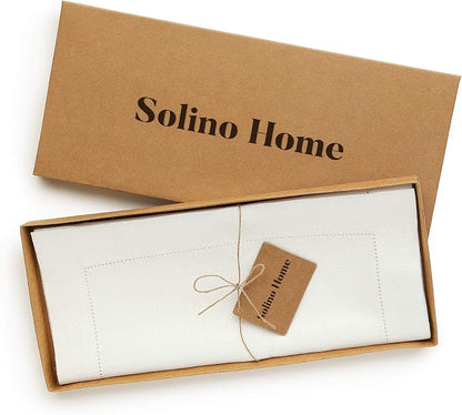 Solino Home 100% Linen Table Runner Ivory, Classic Hemstitch 14 x 132 in | - Image 5