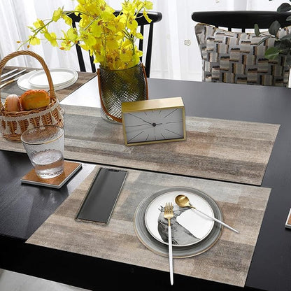 Table Runner and Placemats Set of 6, Art Brown Grey Art Dining | Abstract - Image 6