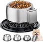 304 Stainless Steel Dog Bowls, Heavy Duty Dog Food Bowl with Extra Strong Non-Slip Mat, Thick Metal Base Water Bowl with Lick Mat for Puppies & Cats, Indoor/Outdoor (8.5 oz)