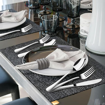 Silverware Set for 6, 30 Piece Heavy Duty Stainless Steel Flatware Utensils Cutlery Set Including Steak Knife Fork and Spoon, Dishwasher Safe, Gift Package for Wedding Housewarming