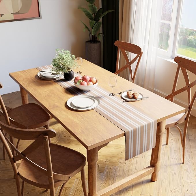 Encasa XO Dining Table Runner 13"x79" | Yarn Dyed Fine Ribbed Cotton | Franca - Image 2