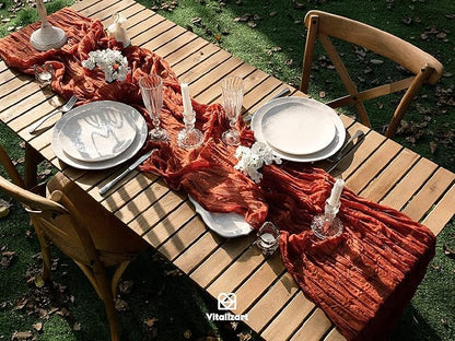 Vitalizart Cheesecloth Table Runner Terracotta 10ft Gauze Boho Rustic | 120 - Image 5