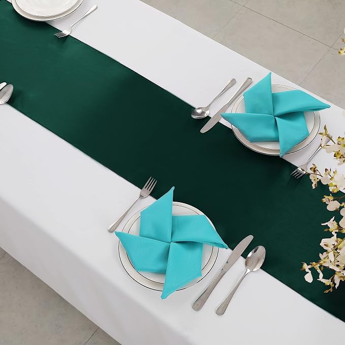 Horbaunal 12 Pack Forest Green Satin Table Runner 12 x 108 Inch | Smooth Table - Image 4
