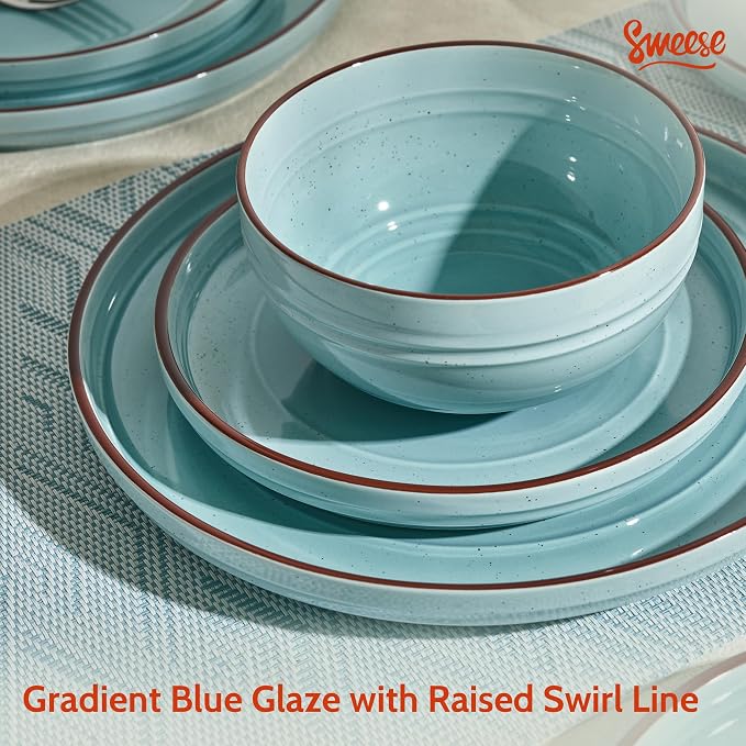 Sweese Plates and Bowls Sets, Porcelain Dinnerware Sets - Image 4